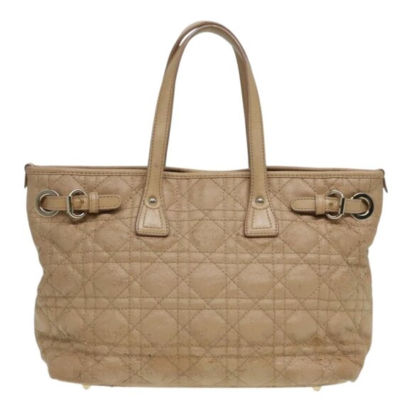 Christian Dior Lady Dior Canage Hand Bag Coated Canvas Cream Vanilla Auth yb647 - Picture 3 of 15